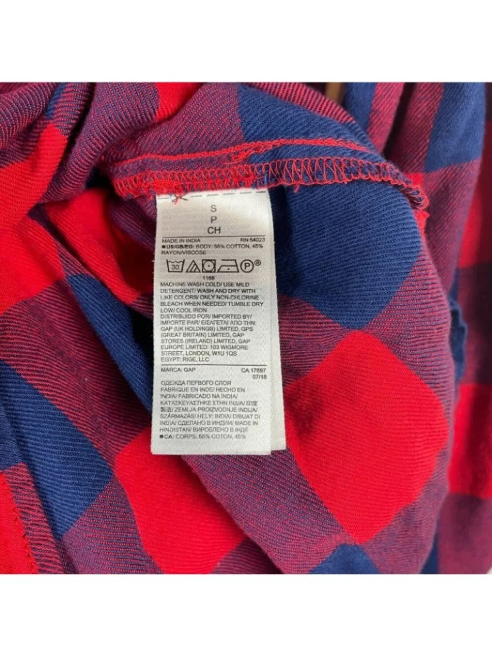 Gap Women Long Sleeve Plaid Pullover Top Shirt Size S - Picture 4 of 6